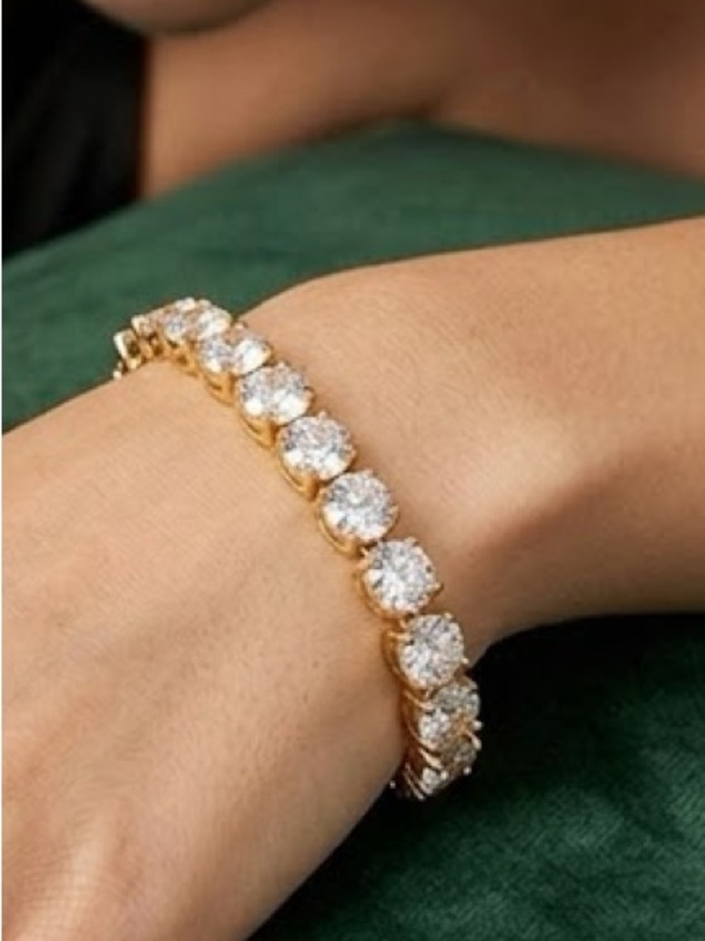 New 8mm Gold Tennis Bracelet with Clear Ultra Brilliant CZ Stones - 7.5”